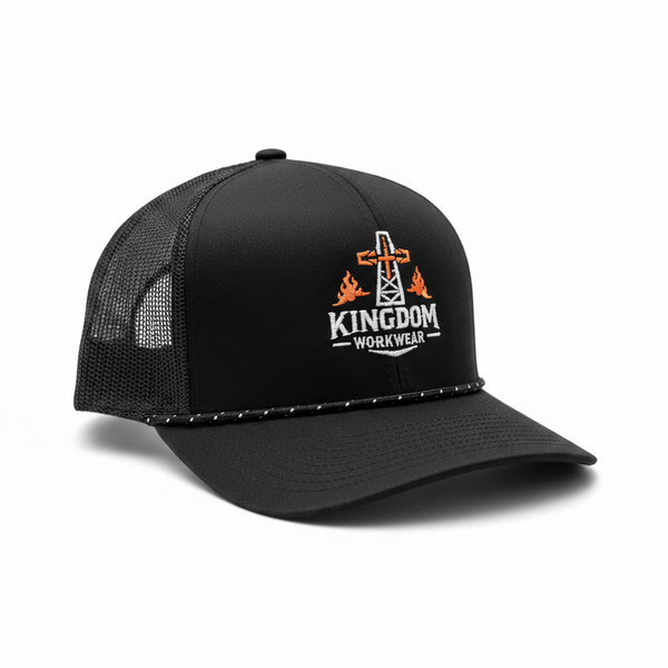 Kingdom Workwear Trucker Cap – Blackfront / Black Mesh
