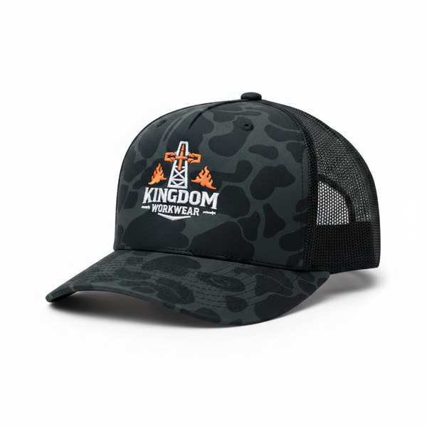 Dark Black Camo Cap White Background