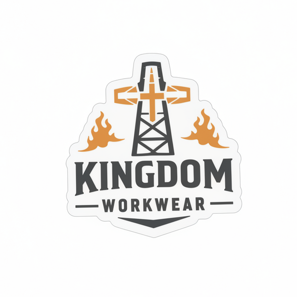 Kingdom Workwear Logo Sticker – Oil Derrick & Cross Faith Design